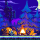 Shovel Knight sleeps by a camp fire.